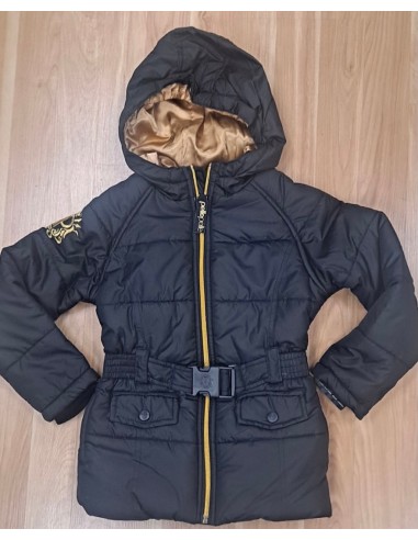 Kids Girls Pelle Pelle 3/4 Nylon Belted Snorkel Jacket - black commande en ligne