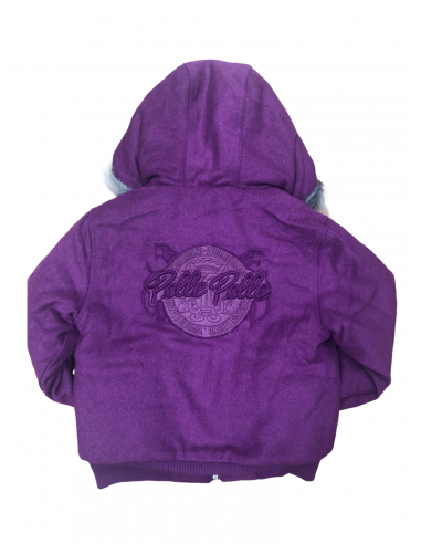 Kids Pelle Pelle Wool Hooded Bomber Jacket - purple les muscles