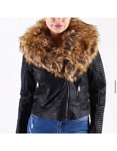 Ladies Vegan Fashion Asymmetrical with Faux Fur Collar hantent personnes