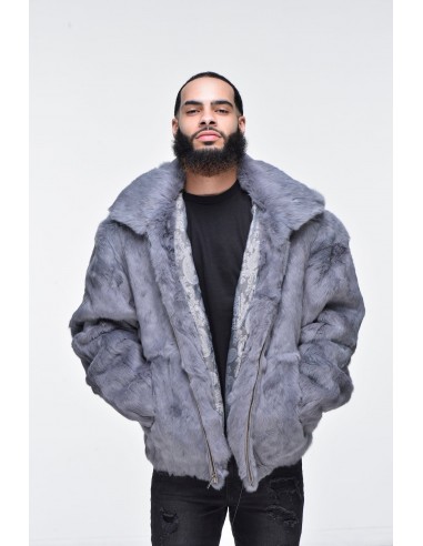 Men’s Rabbit Hooded Bomber Jacket - Grey en ligne