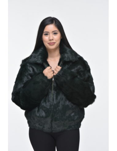 Ladies Rabbit Hooded Bomber Jacket - Green paiement sécurisé