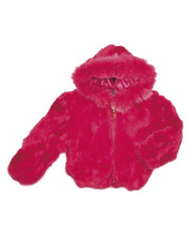 Kids Rabbit Fur Hooded Bomber Jacket - Melon Red Voir les baskets