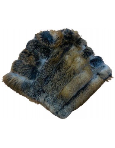 Ladies Fox Fur Poncho - Dark Natural meilleur choix