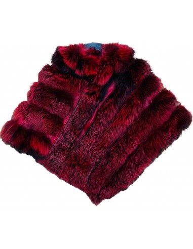 Ladies Fox Fur Poncho - Red la chaussure