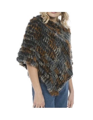 Ladies Knitted Rabbit Fur Poncho de l' environnement