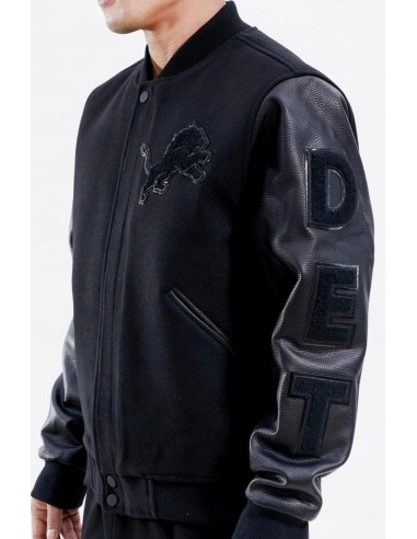 Pro Standard Detroit Lions Varsity Jacket - Black on Black soldes