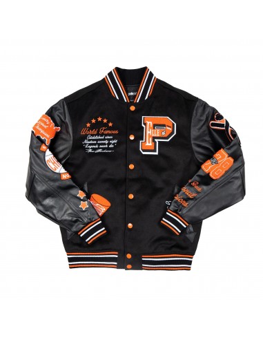 Pelle Pelle World Famous Wool and Leather Varsity Jacket - Black brillant des détails fins