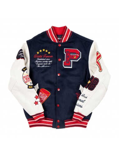 Pelle Pelle World Famous Wool and Leather Varsity Jacket - Navy Vous souhaitez 