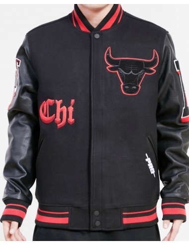 Pro Standard Chicago Bulls Varsity Jacket - Black on Black Les magasins à Paris