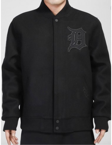 Pro Standard Detroit Tigers All Wool Varsity Jacket - Black on Black Profitez des Offres !