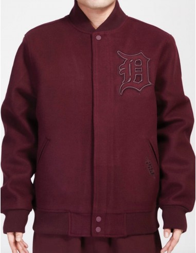 Pro Standard Detroit Tigers All Wool Varsity Jacket - Burgundy on Burgundy Les êtres humains sont 