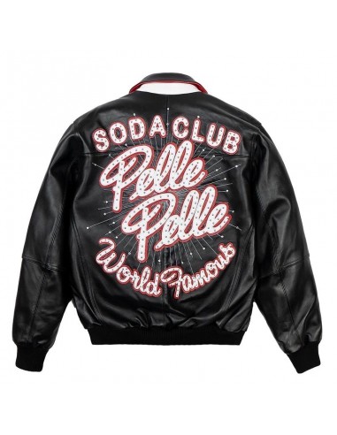 Pelle Pelle World Famous Soda Club Leather Varsity Jacket - Black chez Cornerstreet bien 