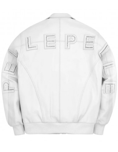 Pelle Pelle Stones Leather Varsity Jacket - White destockage