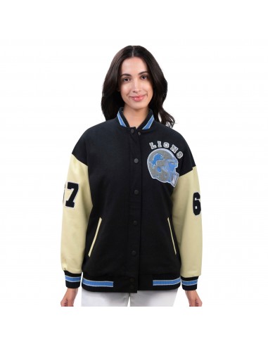 AUTHENTIC Ladies Detroit Lions Beverly Hills Cop Wool/Leather Varsity Jacket 2024