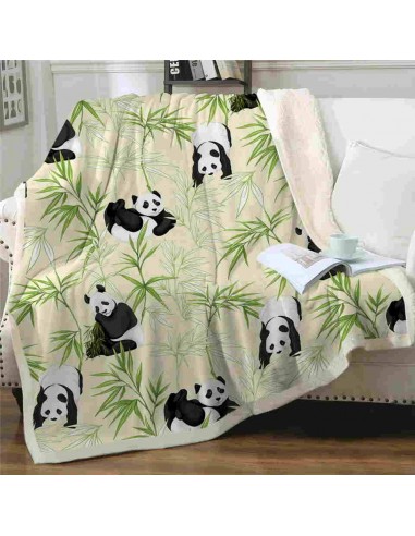 Plaid Panda  Motif Bambou brillant des détails fins