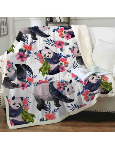 Plaid Panda  Fleurs Vous souhaitez 